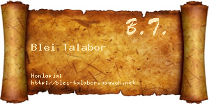 Blei Talabor névjegykártya